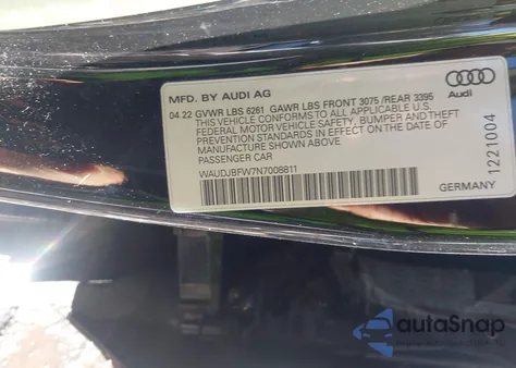 2022 Audi E-Tron Gt Prestige Quattro z USA, uszkodzony, nr VIN WAUDJBFW7N7008811